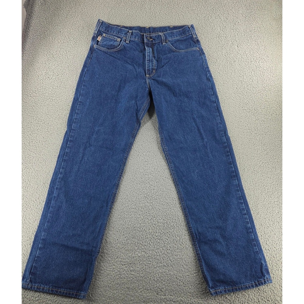 Carhartt FR Jeans Mens 36x32 Blue Denim Relaxed Straight Fire Resistant CAT 2